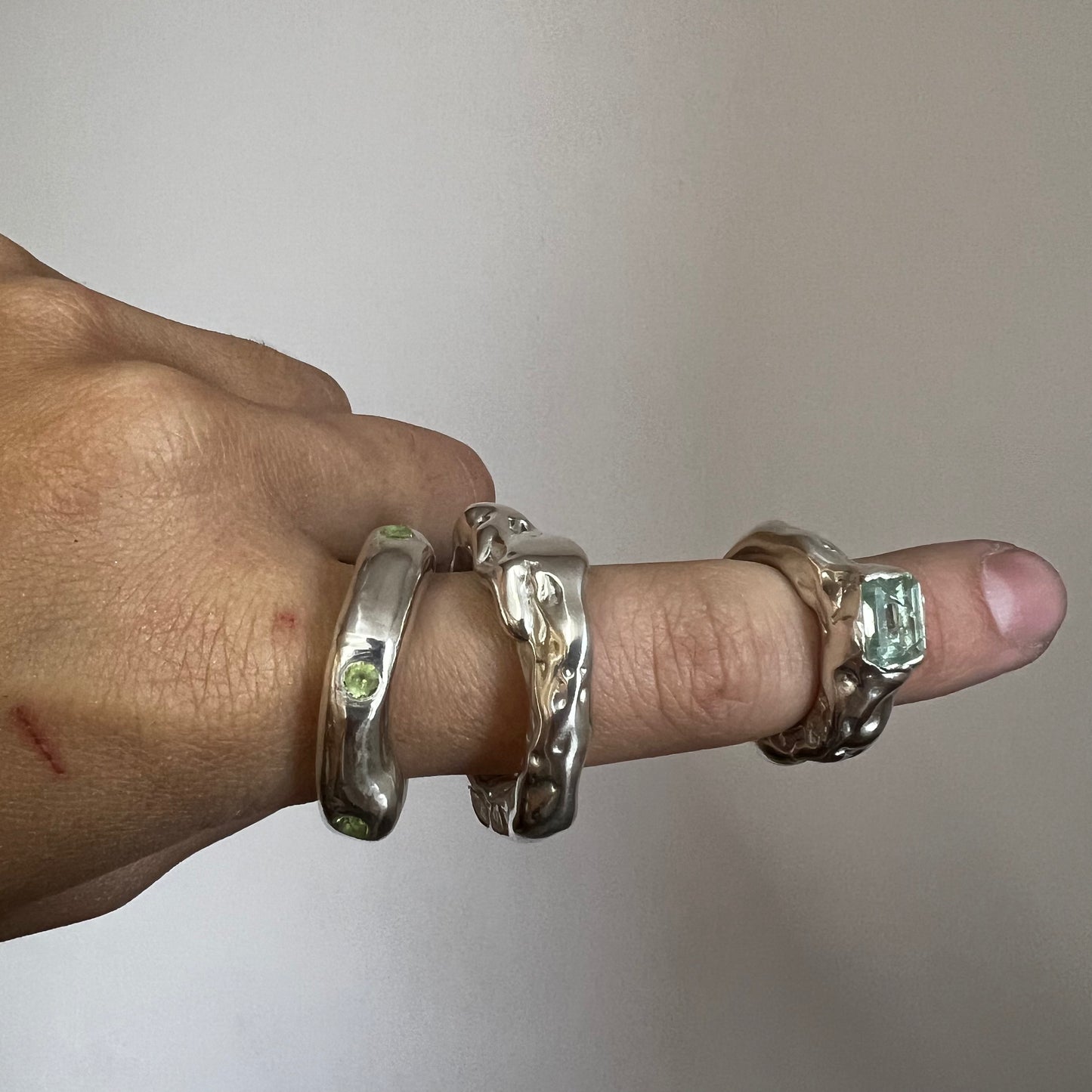 MADE TO ORDER Handmade Precious Triad Stone 925 Sterling Silver Ring