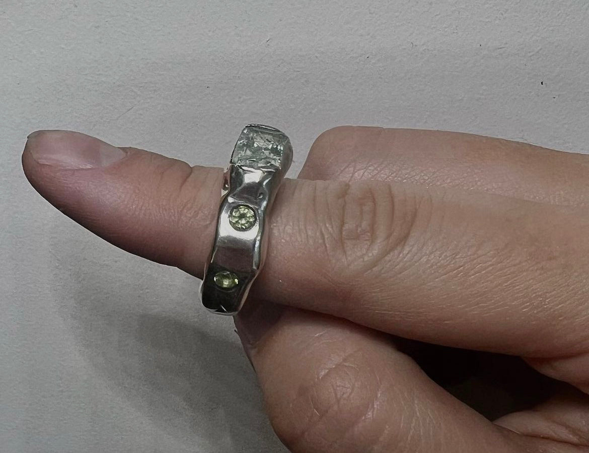 MADE TO ORDER Handmade Precious Triad Stone 925 Sterling Silver Ring